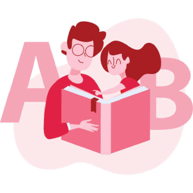 ilustracja AB - wspólne czytanie książki