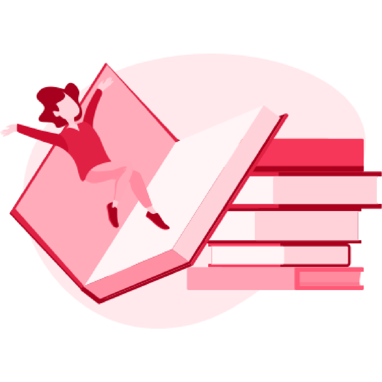 ilustracja kobiety wyskakującej z książki